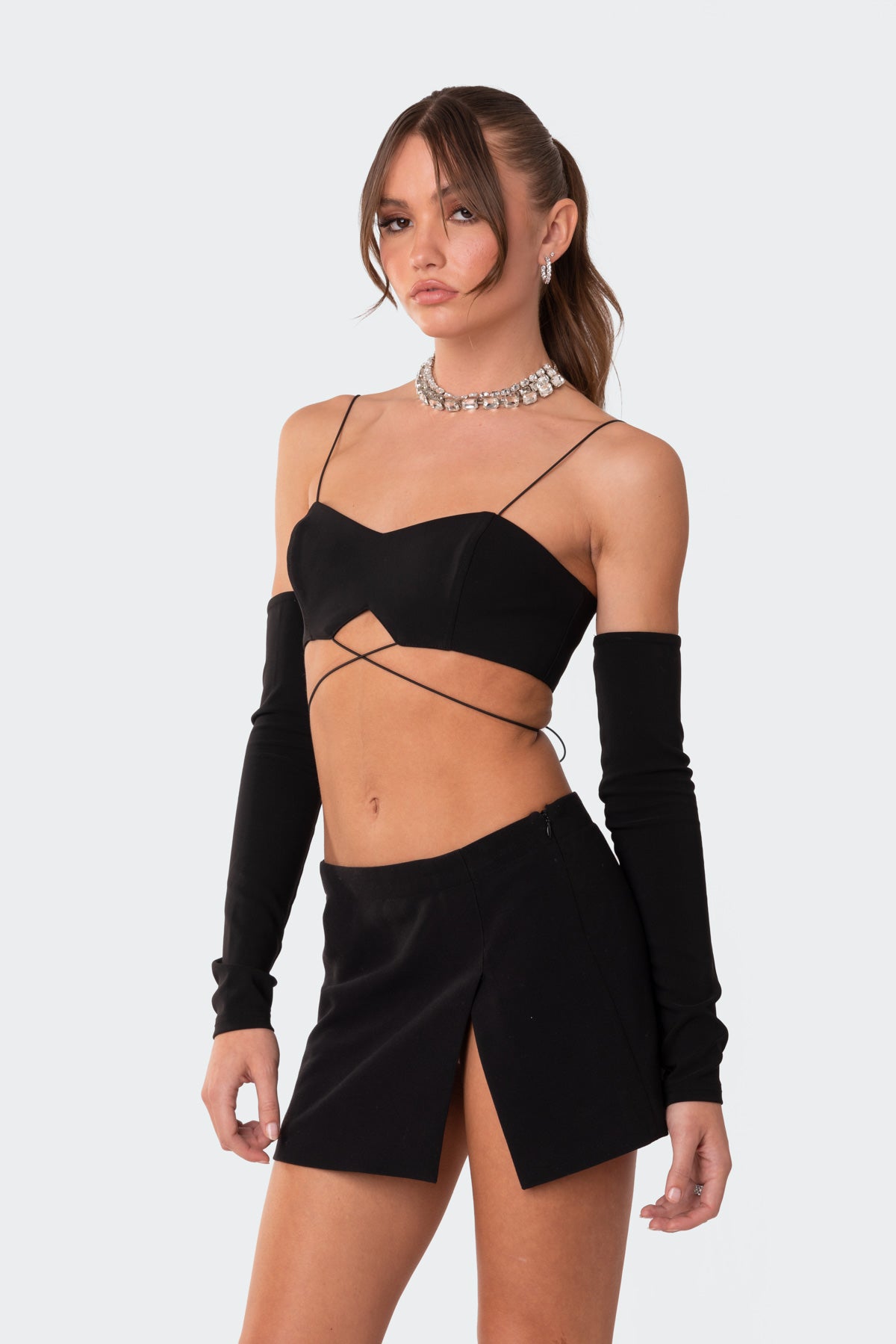 Beatrix separate sleeves crossed crop top - Image 3