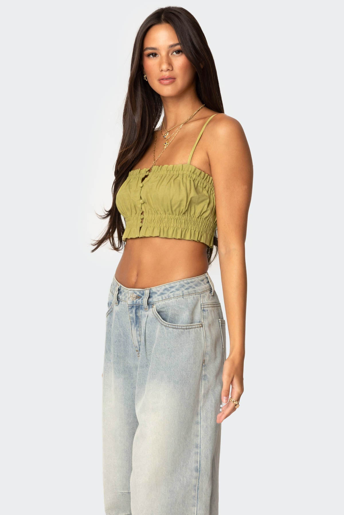 Alda Cropped Button Front Top - Image 4