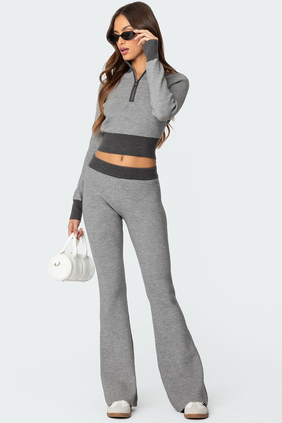 Lei Contrast Half Zip Knit Top - Image 2