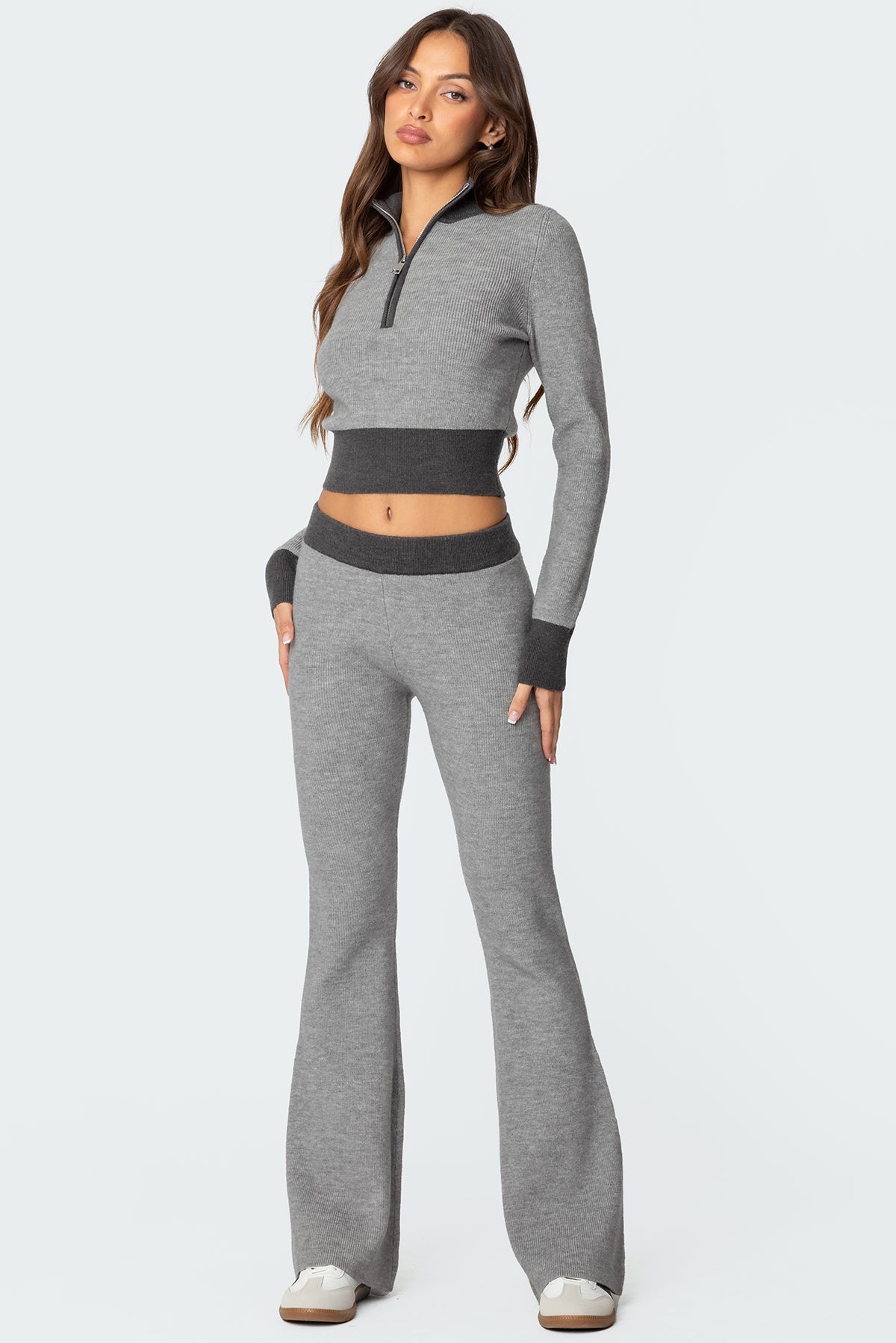 Lei Contrast Half Zip Knit Top - Image 4