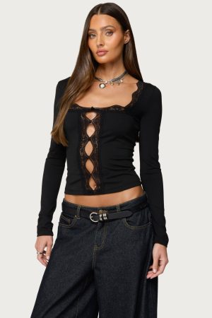 Zeya Lacey Keyhole Top