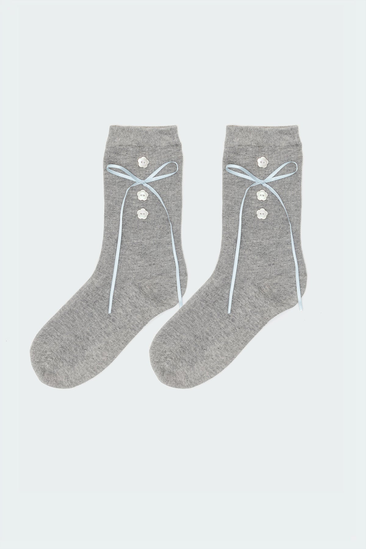 Ribbon & Flower Button Socks - Image 4