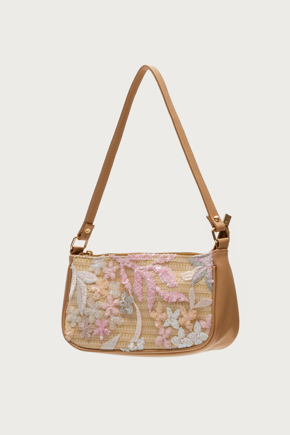 Sequin & Embroidered Straw Bag - Image 3