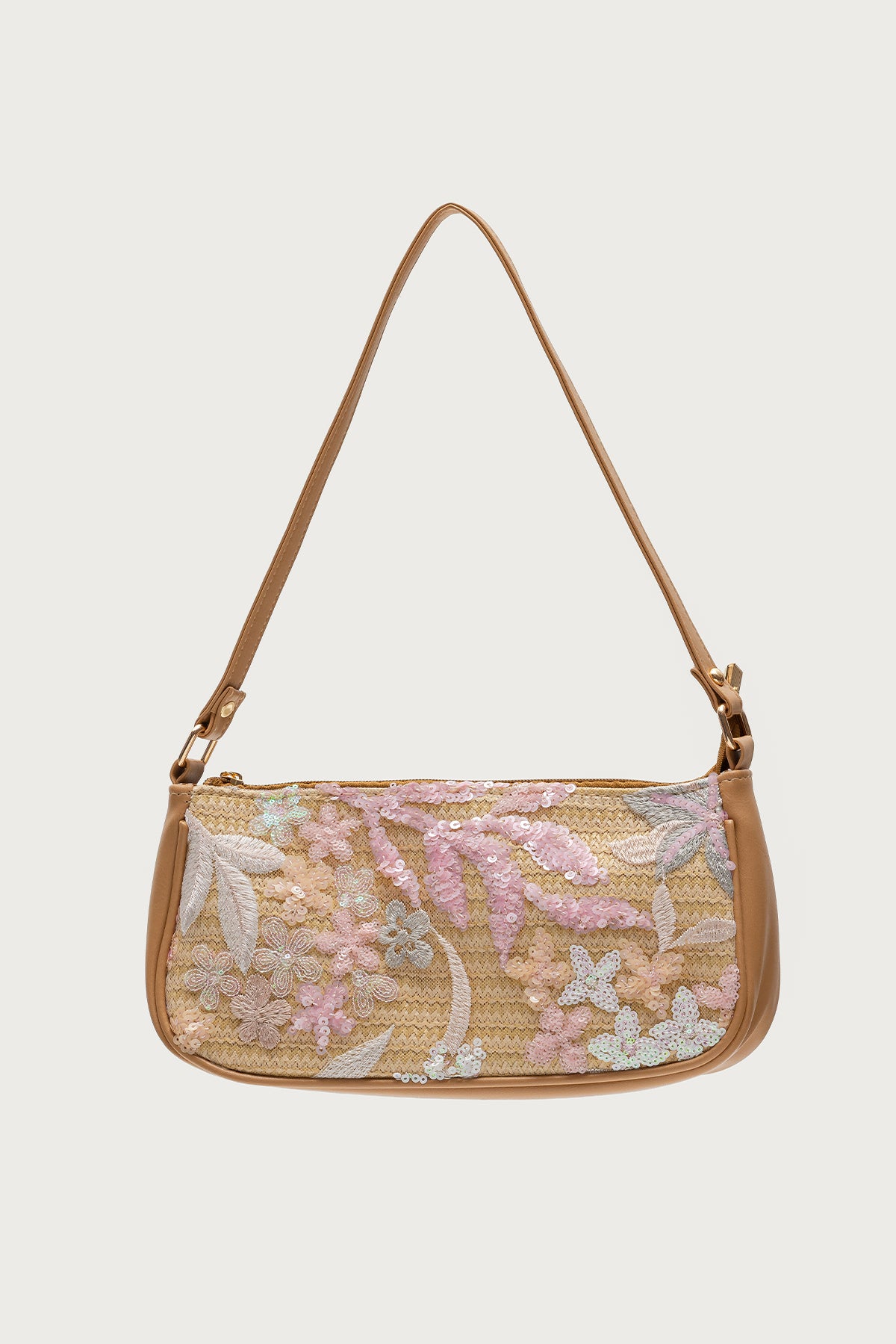 Sequin & Embroidered Straw Bag - Image 2