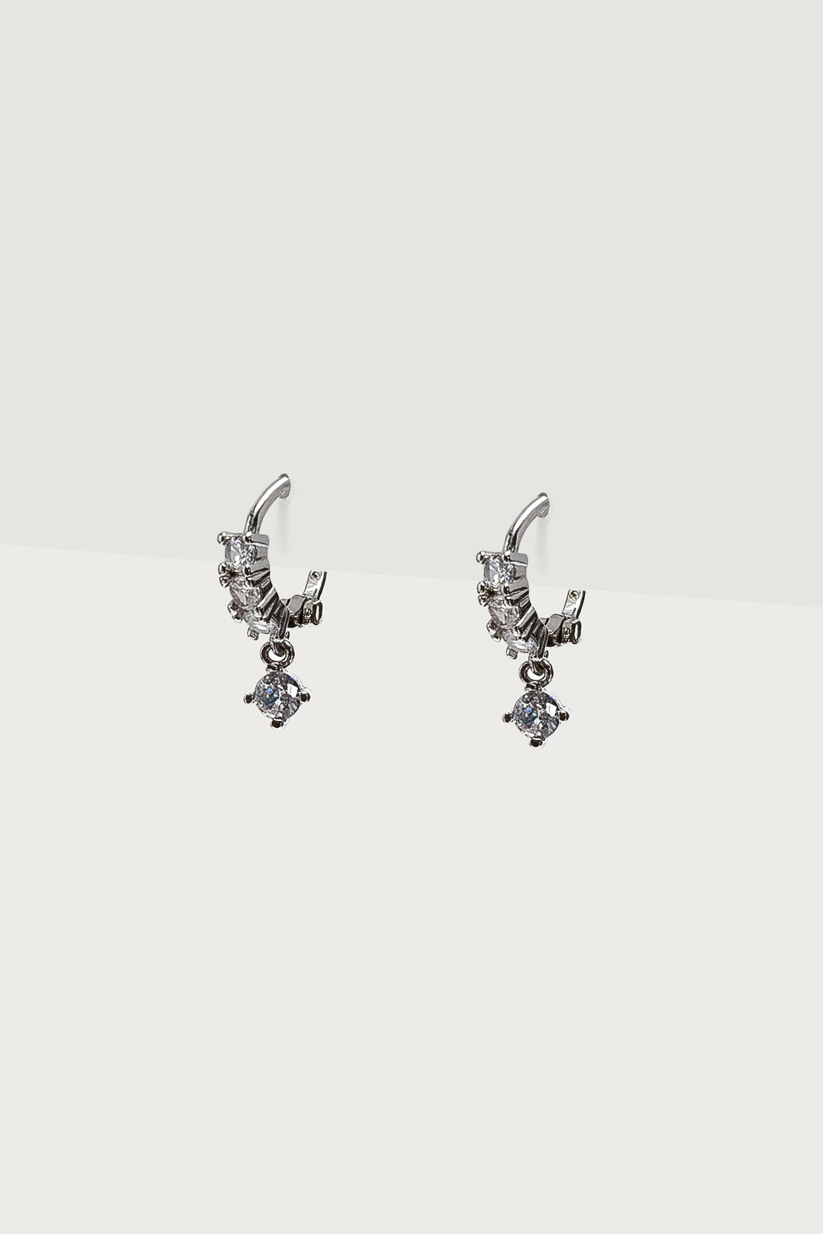 Faux Diamond Huggy Hoop Earrings - Image 2