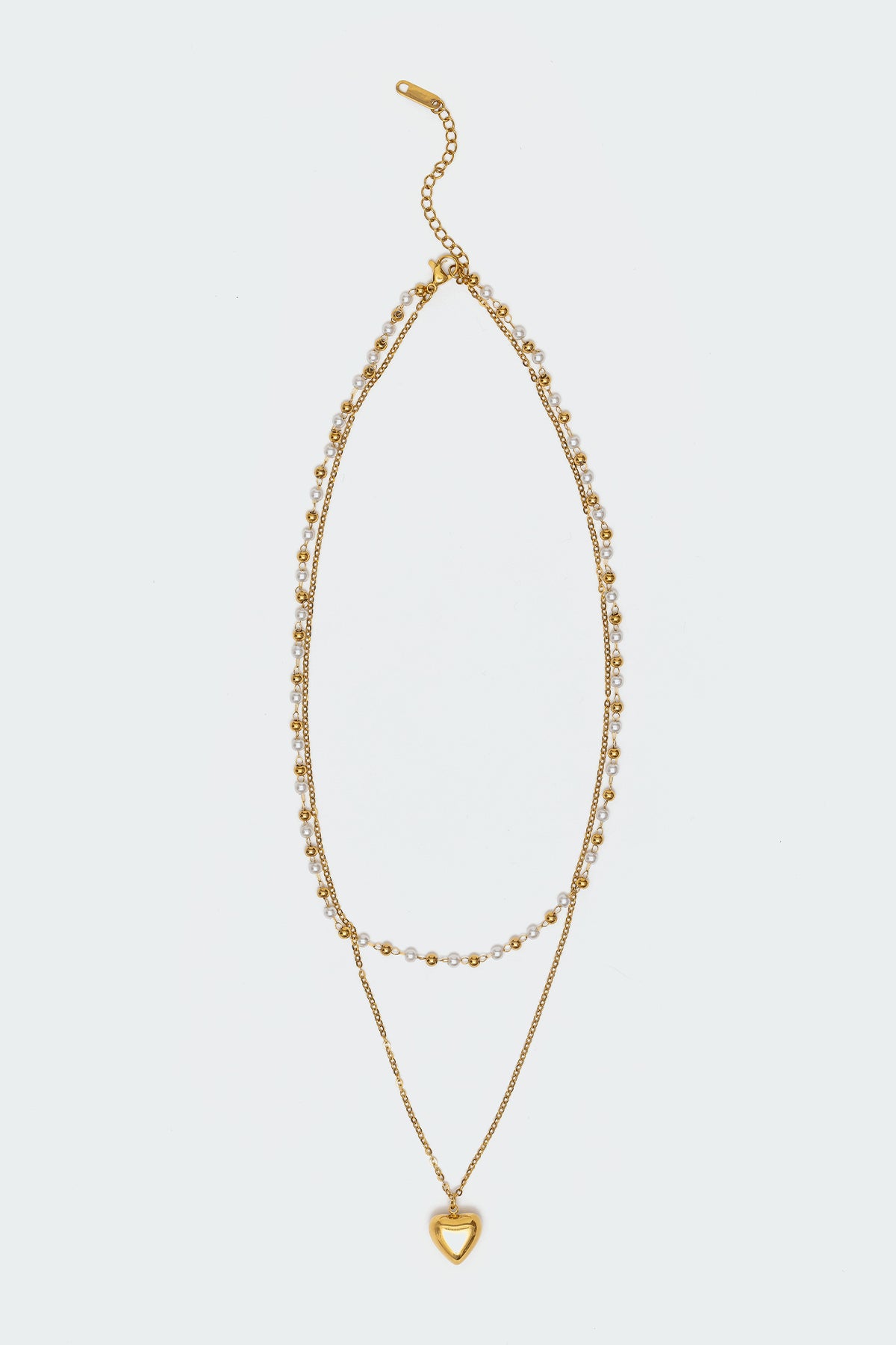 Heart & Pearl Layered Necklace - Image 2