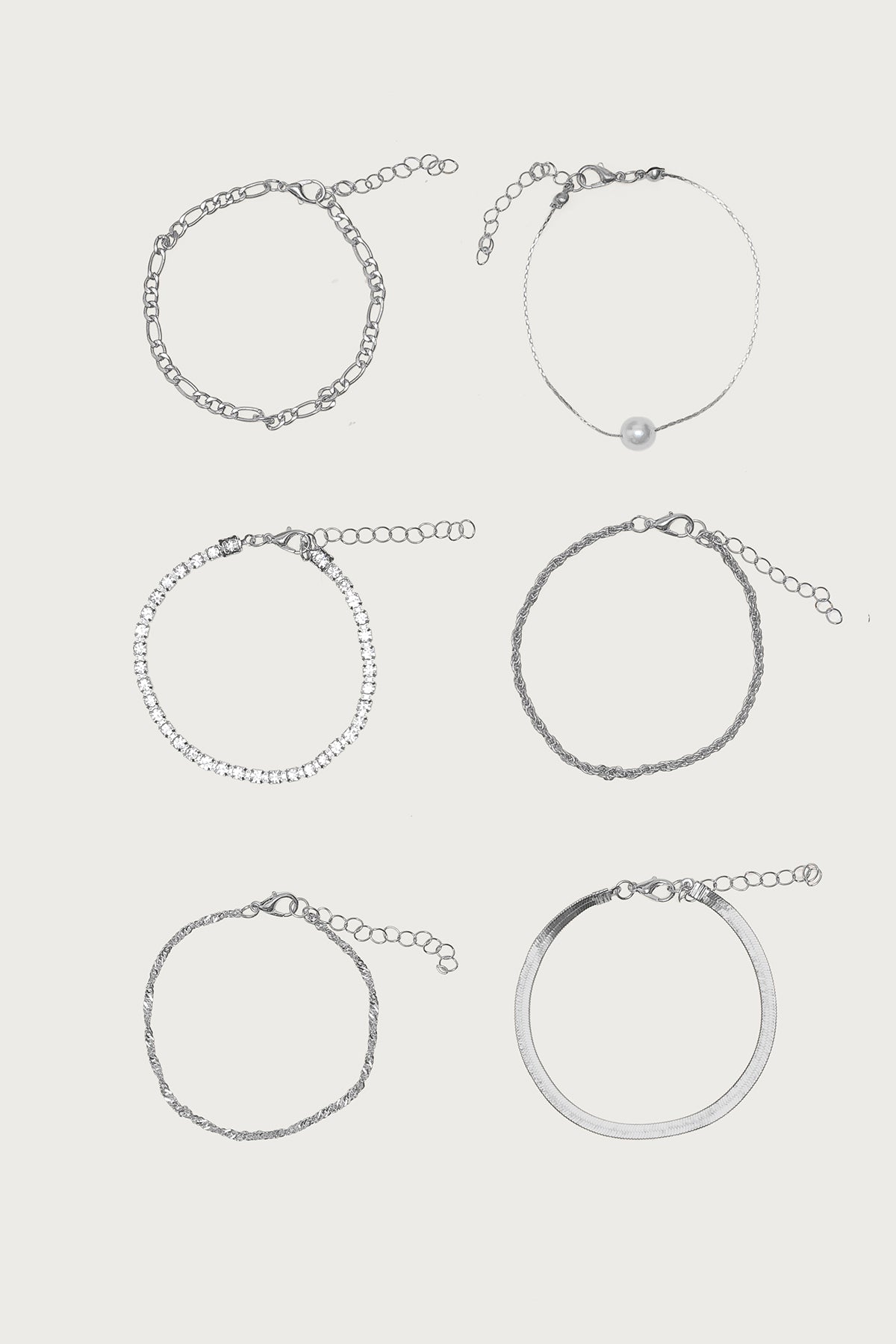 Faux Diamond & Pearl Chain Bracelet Pack - Image 2