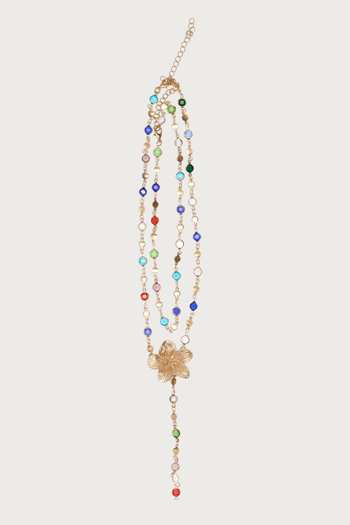 Flower Cascading Gemstone Necklace Set - Image 2