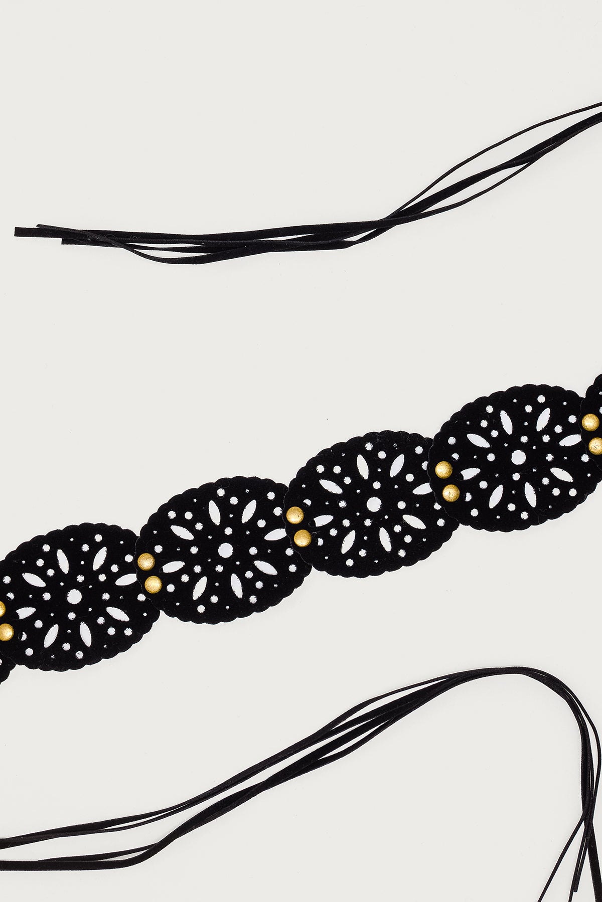 Studded Faux Suede Tie Belt - Image 2