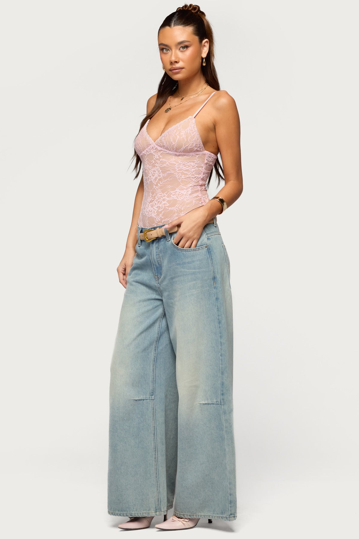 Nolyn Sheer Lace V Neck Bodysuit - Image 4
