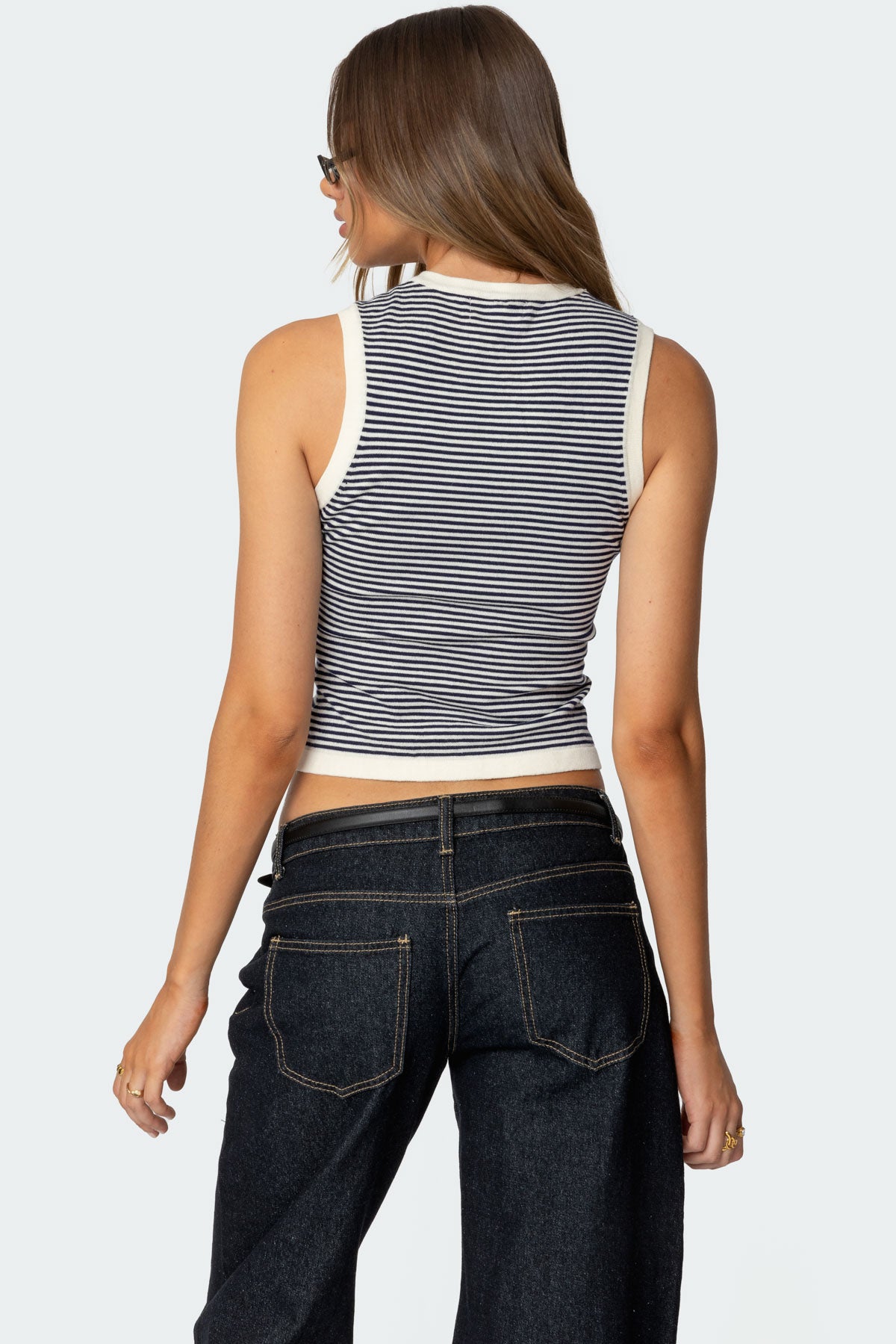 Everson Striped Button Up Knit Top - Image 5