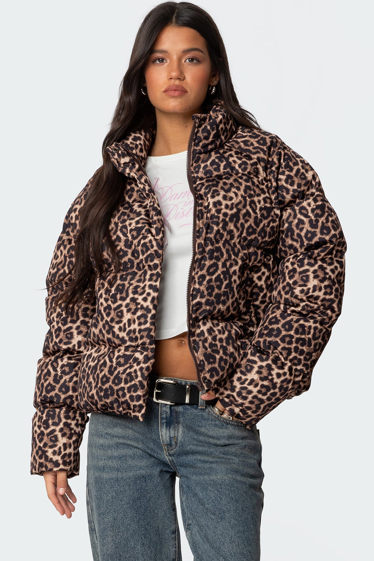 Dalya Leopard Printed Puffer Jacket - Image 2