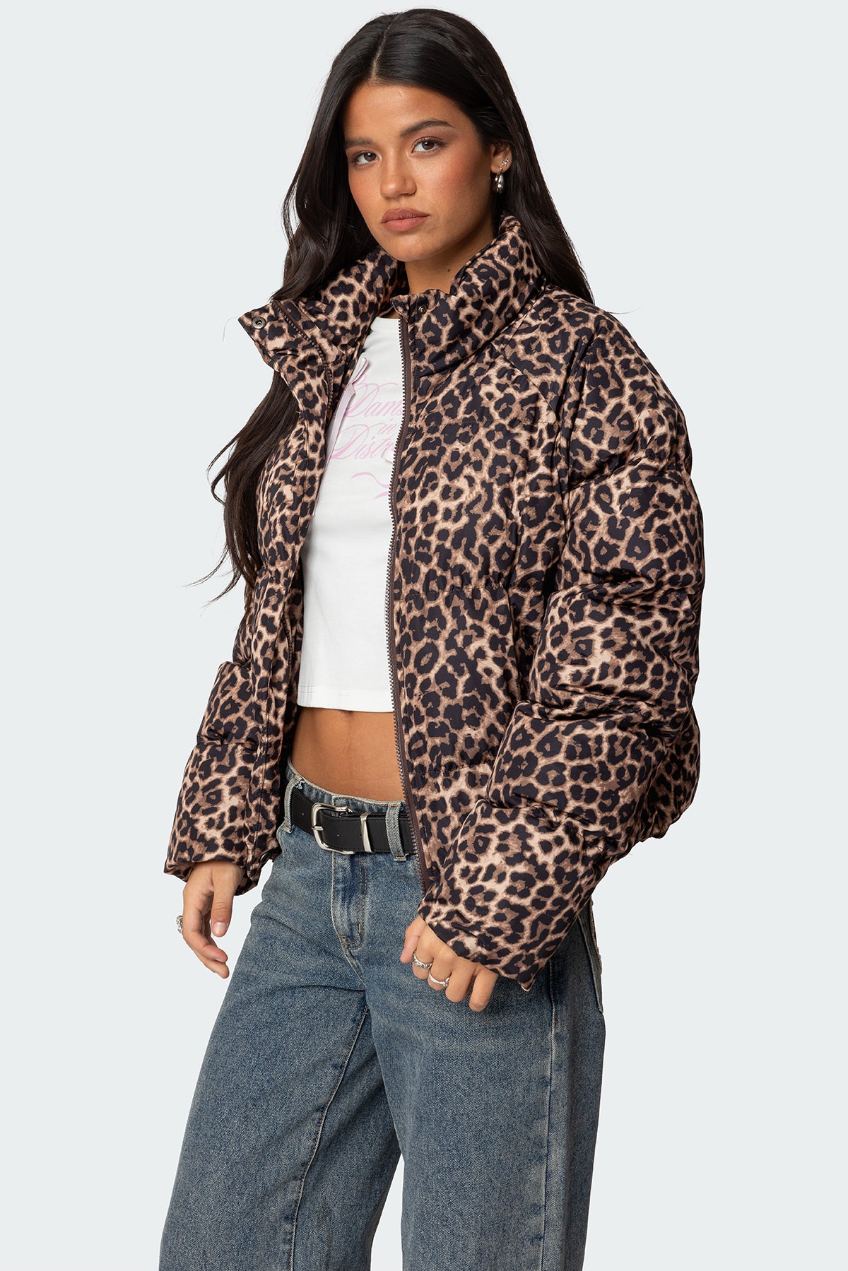 Dalya Leopard Printed Puffer Jacket - Image 4