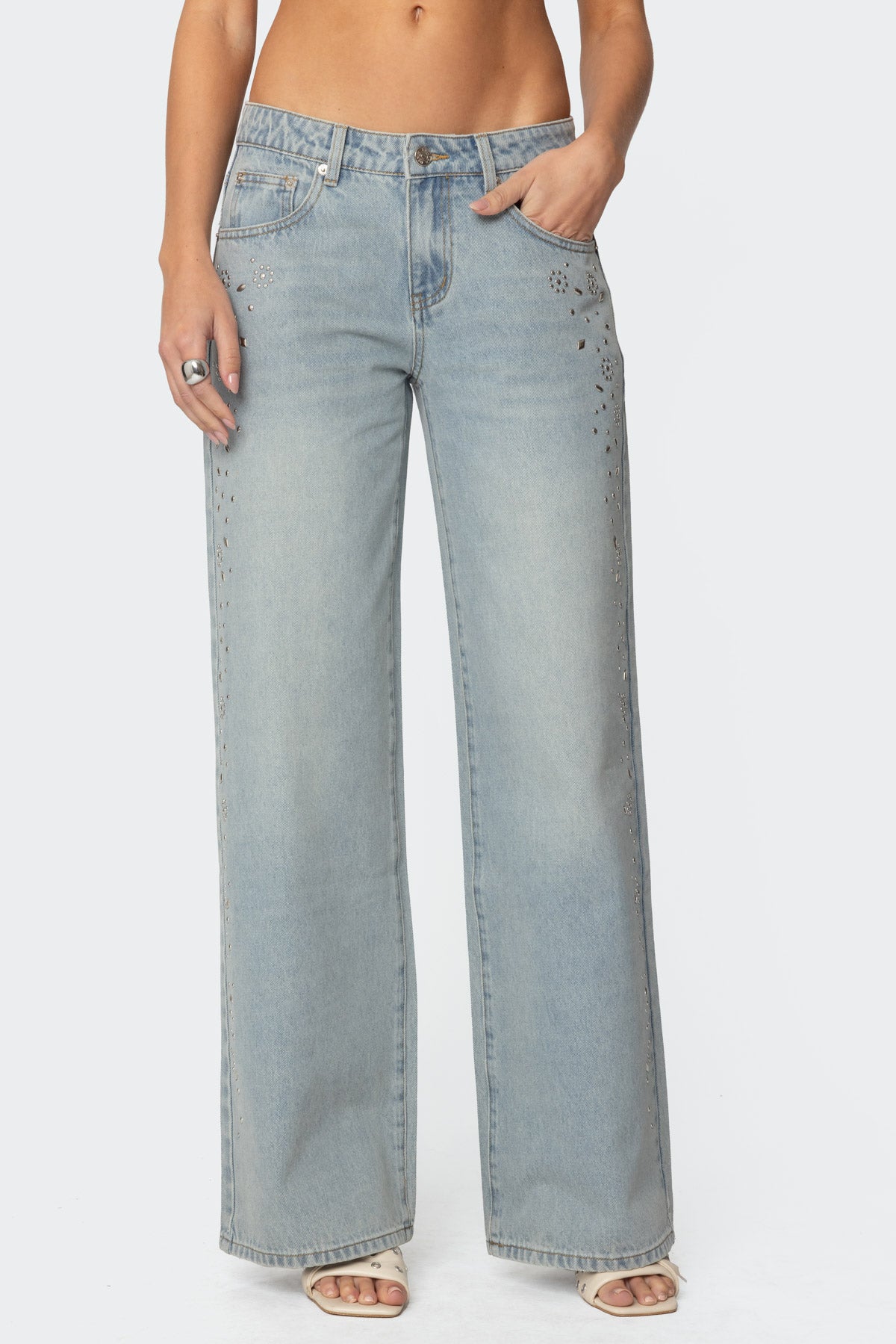 Everly Studded Low Rise Baggy Jeans - Image 3