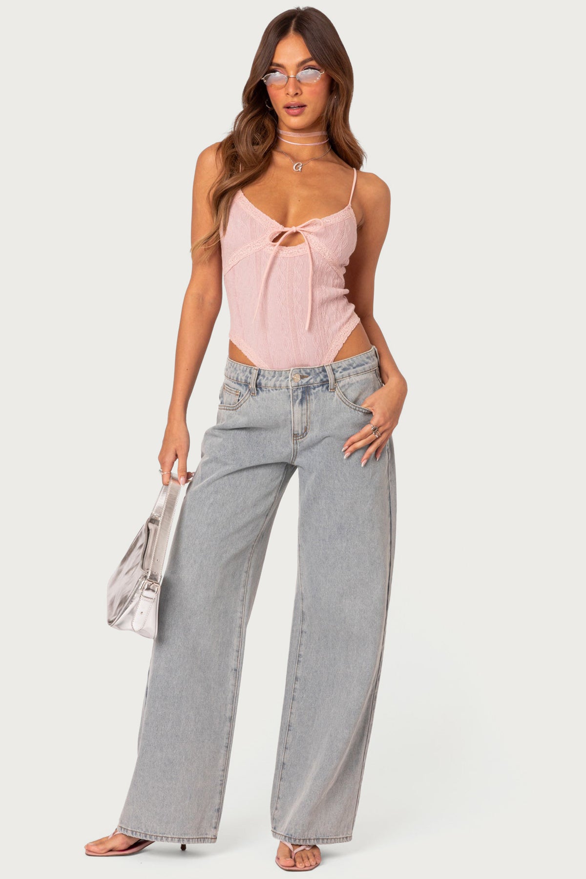 Bow Pocket Low Rise Baggy Jeans - Image 5