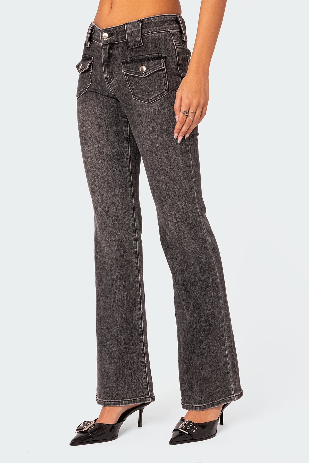 Tatum Washed Low Rise Flared Jeans - Image 4