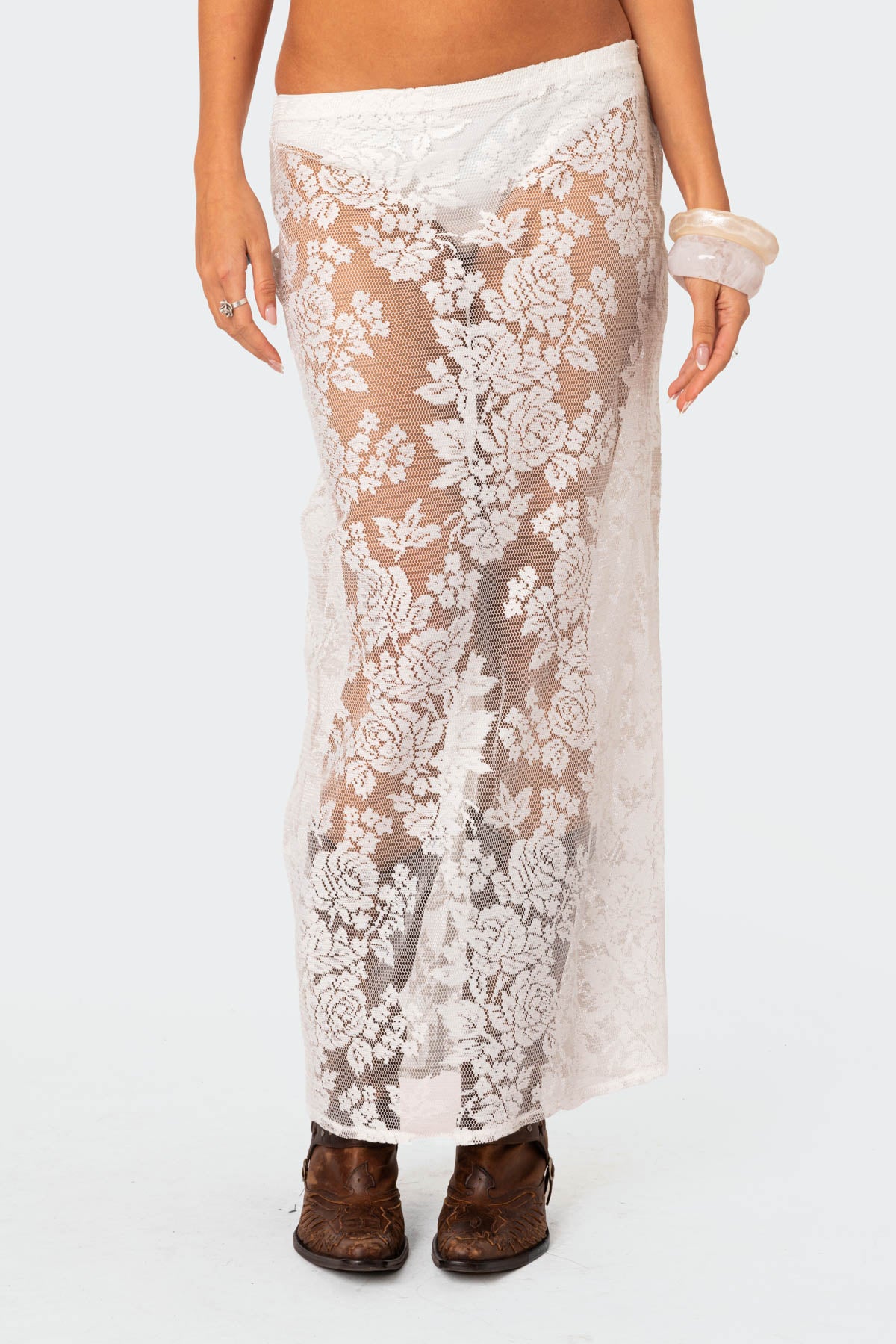 Bess Sheer Lace Maxi Skirt - Image 2