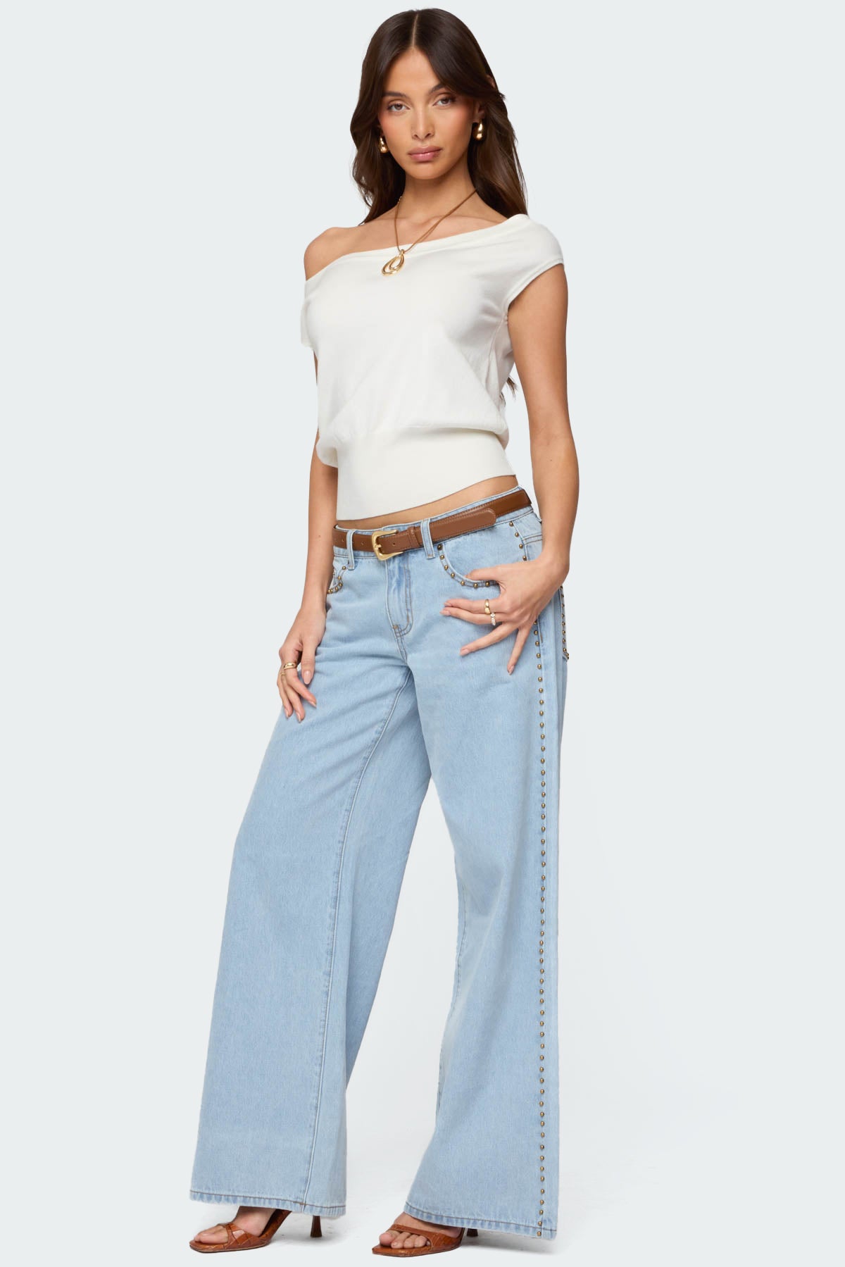 Stassie Studded Low Rise Baggy Jeans - Image 3