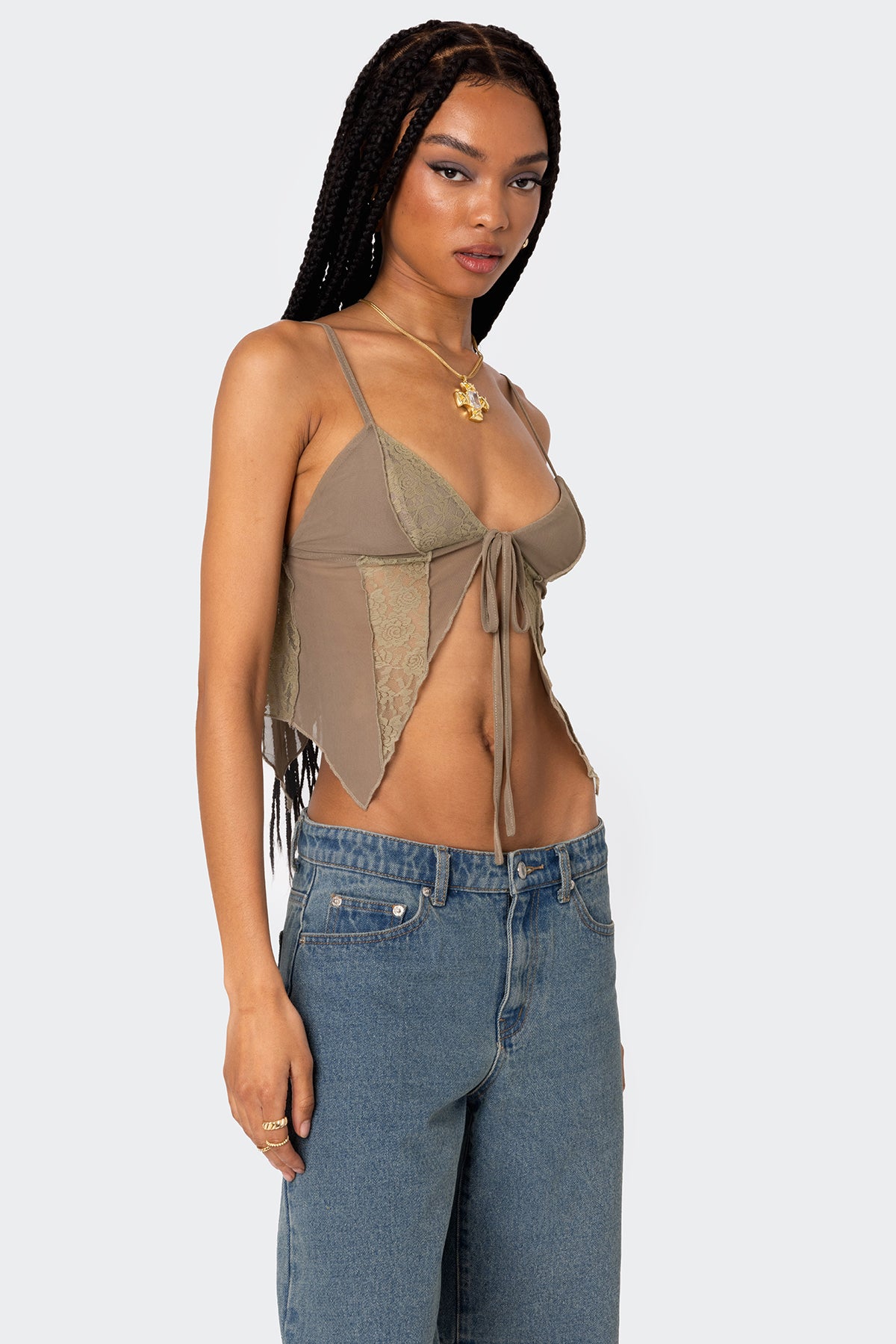 Patchwork Lacey Mesh Top - Image 3
