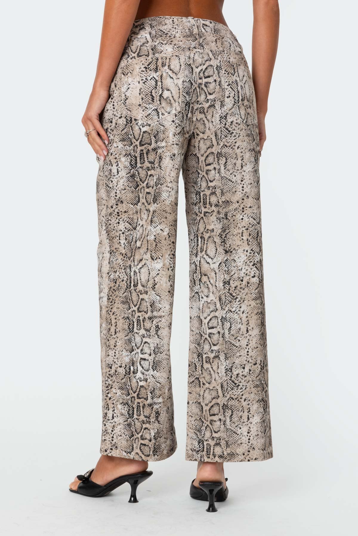 Snakeskin Printed Low Rise Baggy Jeans - Image 5