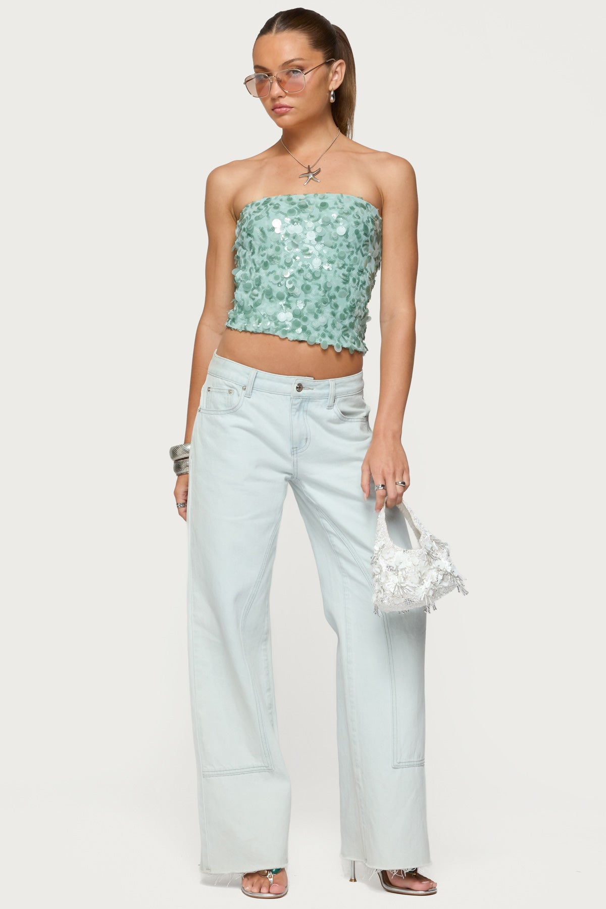 Brynn Sequin Strapless Top - Image 2