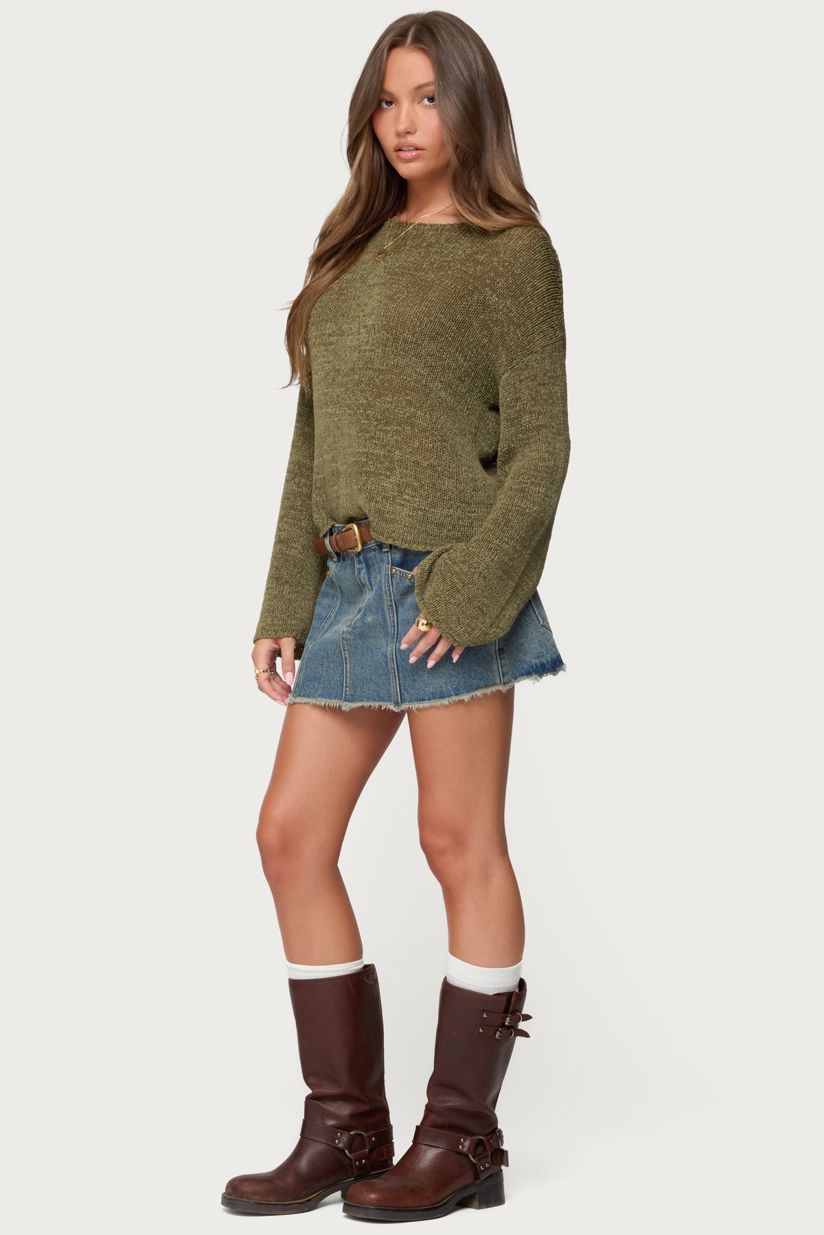 Keiko Studded Denim Mini Skirt - Image 4