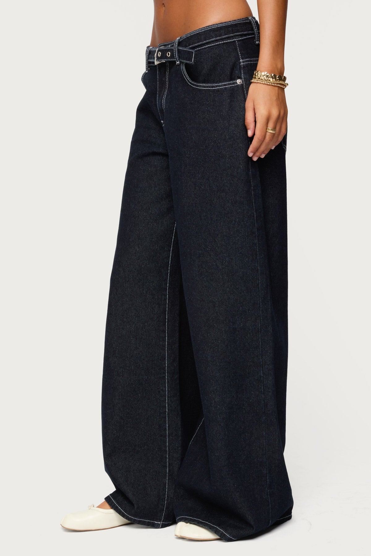 Karah Belt Low Rise Baggy Jeans - Image 4