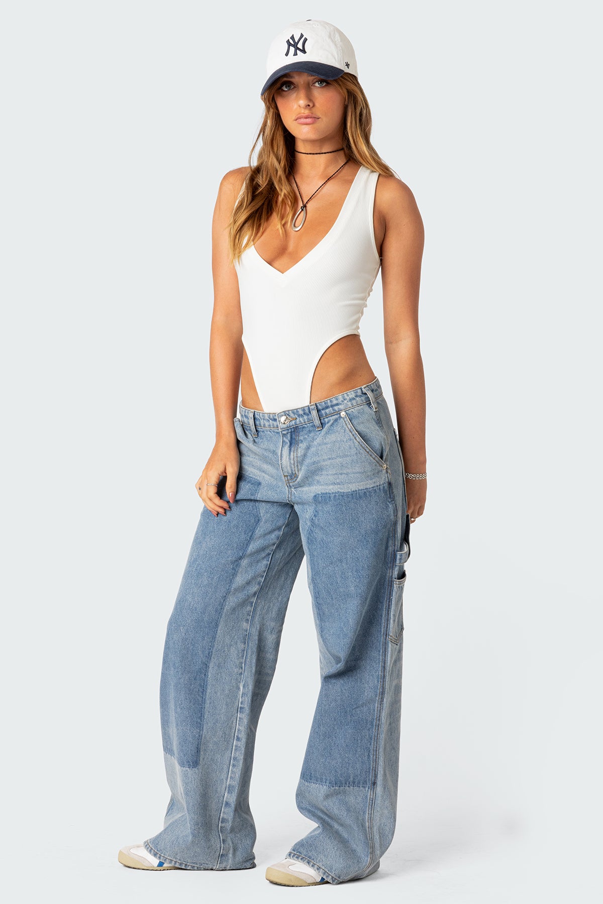 High Cut Ribbed V Neck Bodysuit - Image 5