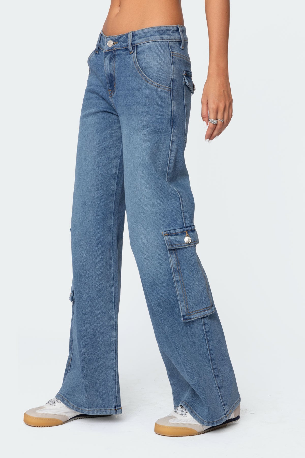 Lunar Mid Rise Wide Leg Cargo Jeans - Image 3