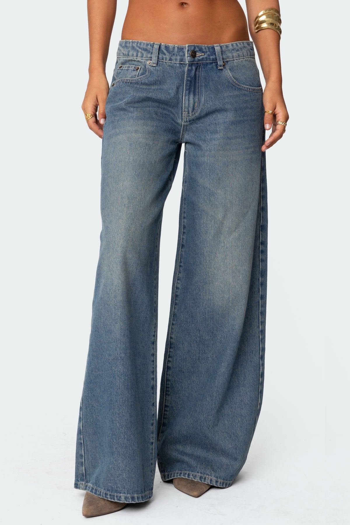 Vyxen Vintage Washed Low Rise Baggy Jeans - Image 2