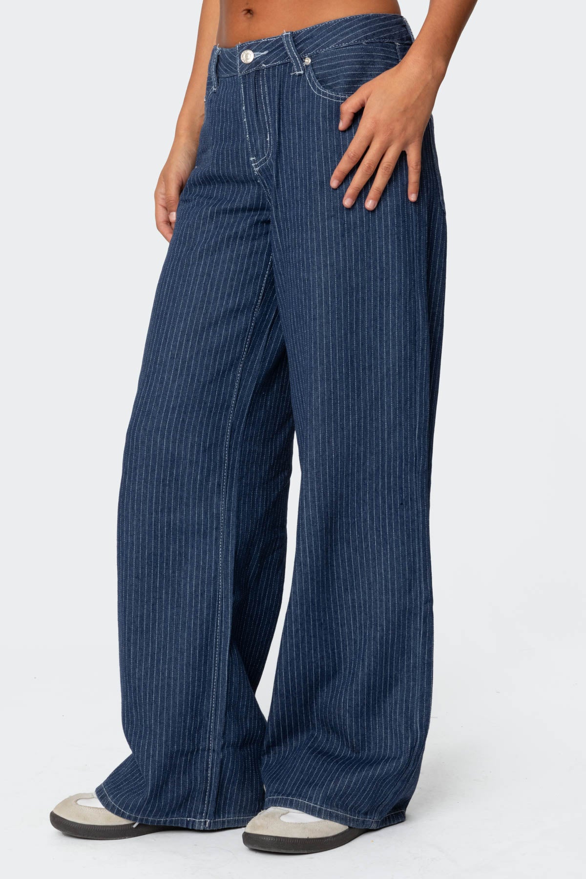 Pinstripe Low Rise Baggy Jeans - Image 3