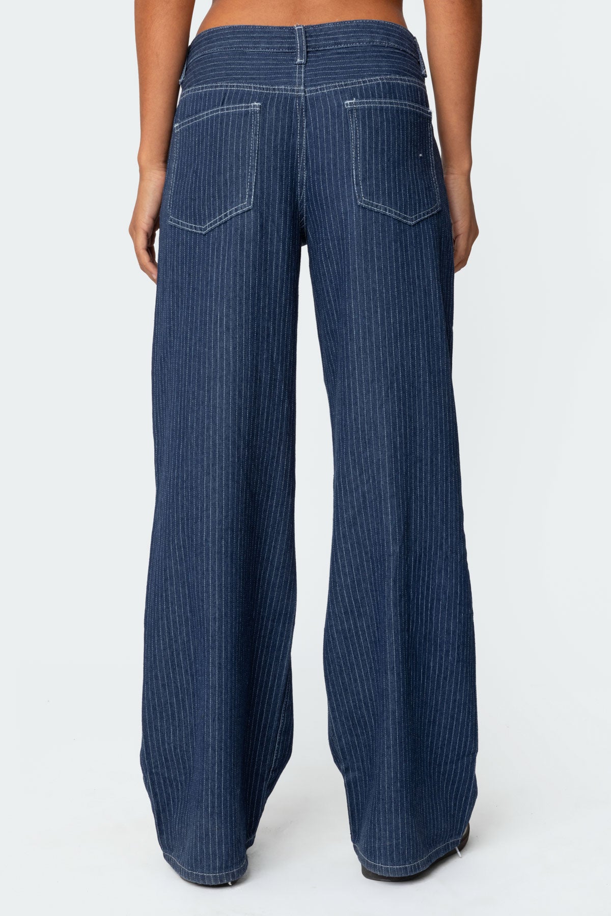 Pinstripe Low Rise Baggy Jeans - Image 4