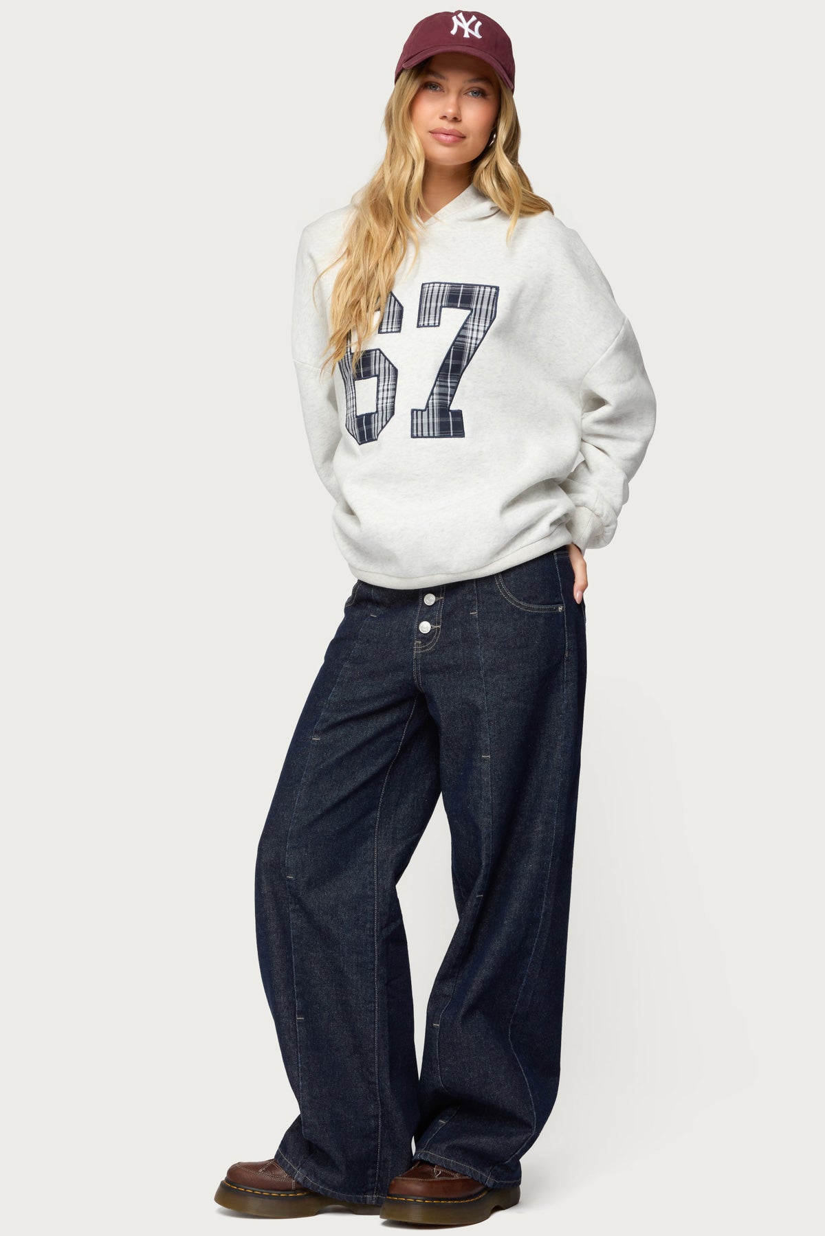 Polley Button Up Low Rise Baggy Jeans - Image 3