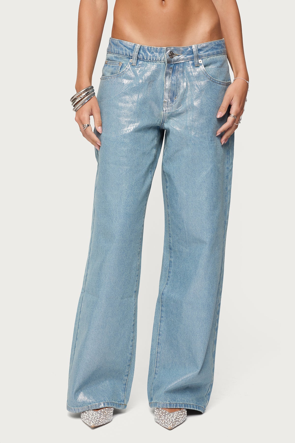 Jenney Shiny Low Rise Baggy Jeans - Image 2