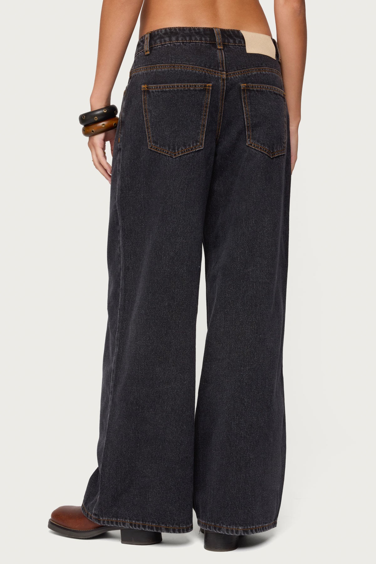 Contrast Stitch Low Rise Baggy Jeans - Image 5