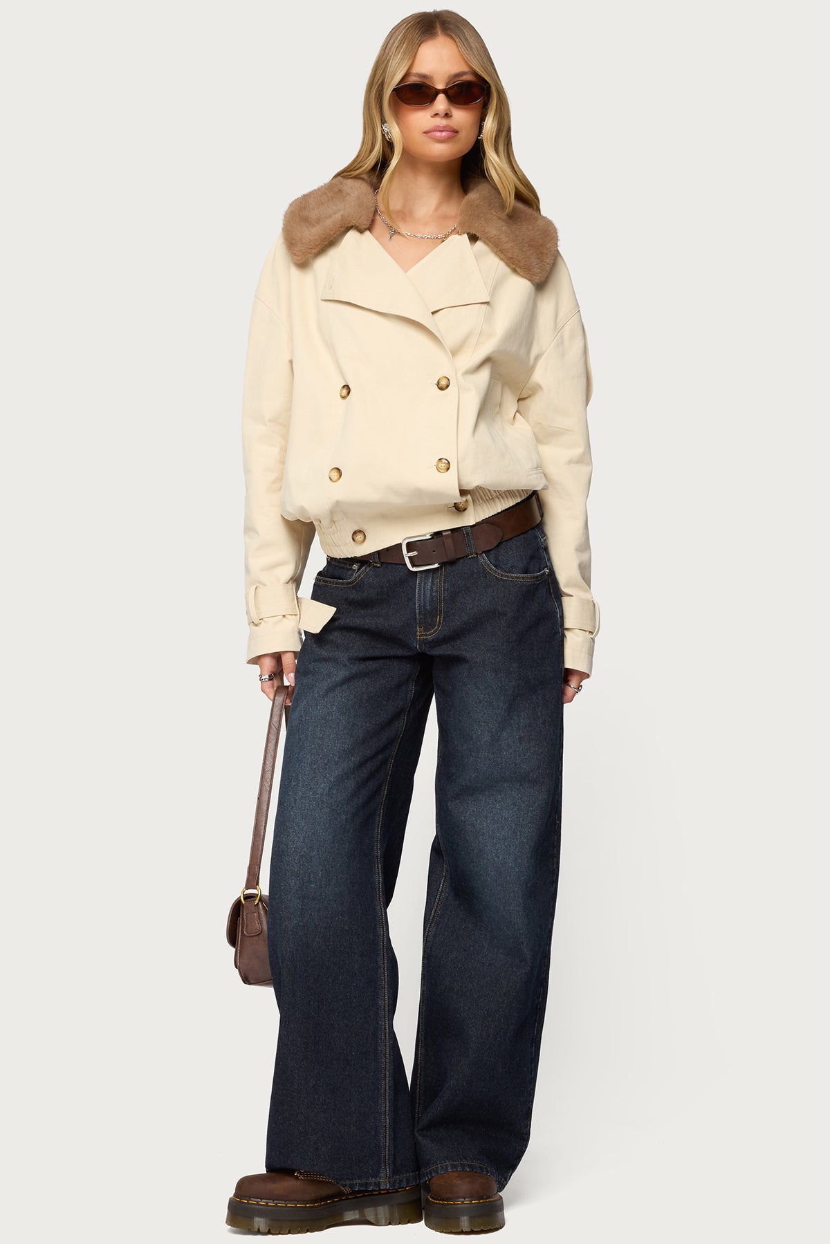 Detachable Faux Fur Trench Coat - Image 3