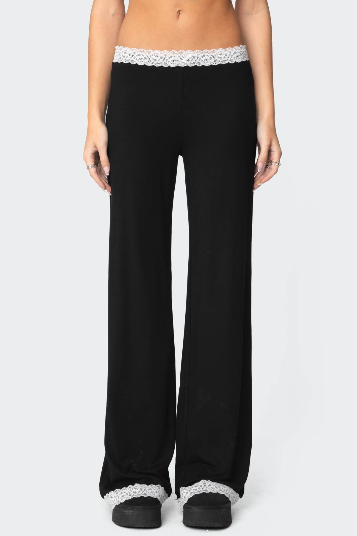 Domino Contrast Lace Trim Pants - Image 2