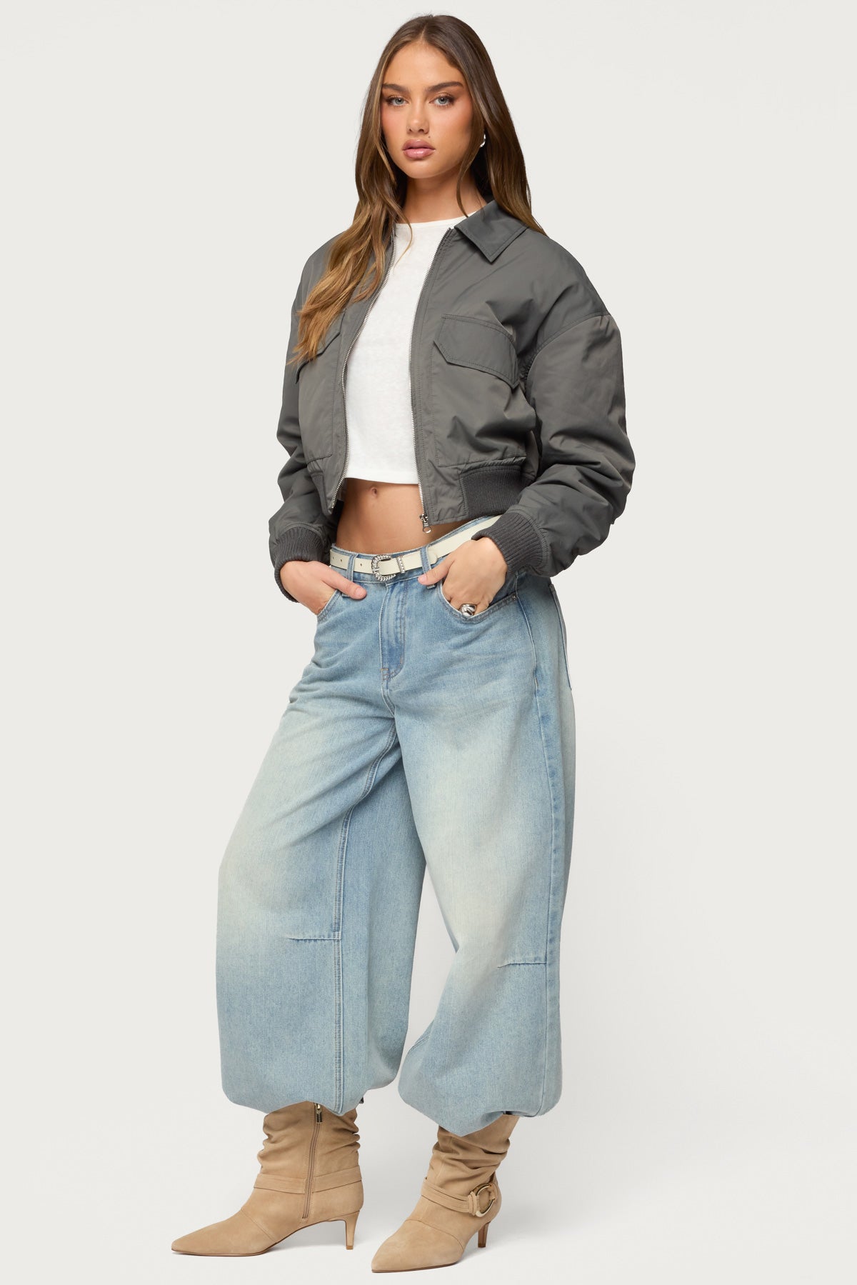 Dolan Ruched Oversized Bomber Jacket - Image 4