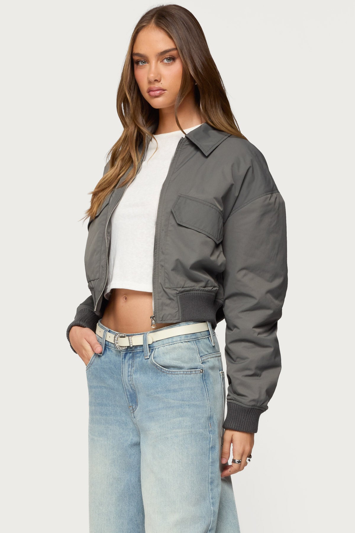 Dolan Ruched Oversized Bomber Jacket - Image 3