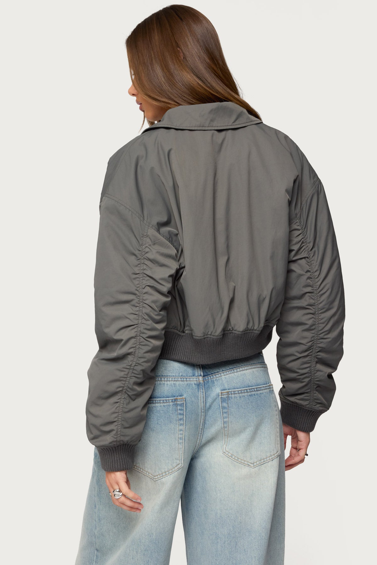 Dolan Ruched Oversized Bomber Jacket - Image 5