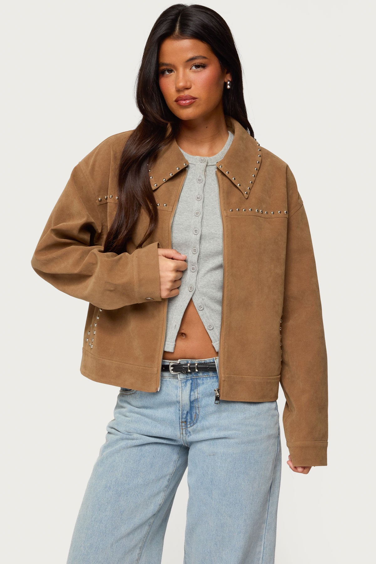 Memphis Studded Faux Suede Jacket - Image 2