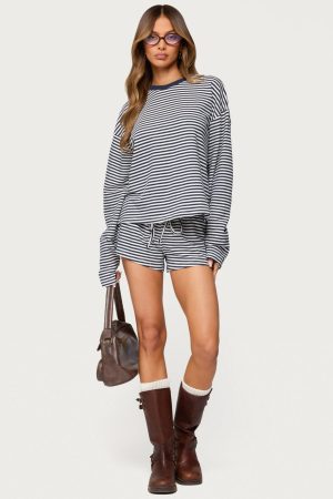 Jainee Striped Drawstring Shorts