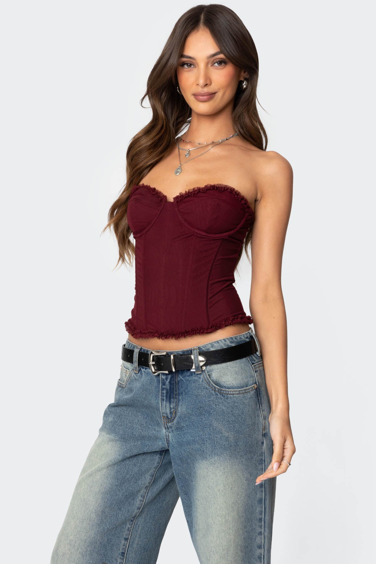 Deirdre Mesh Lace Up Corset - Image 3