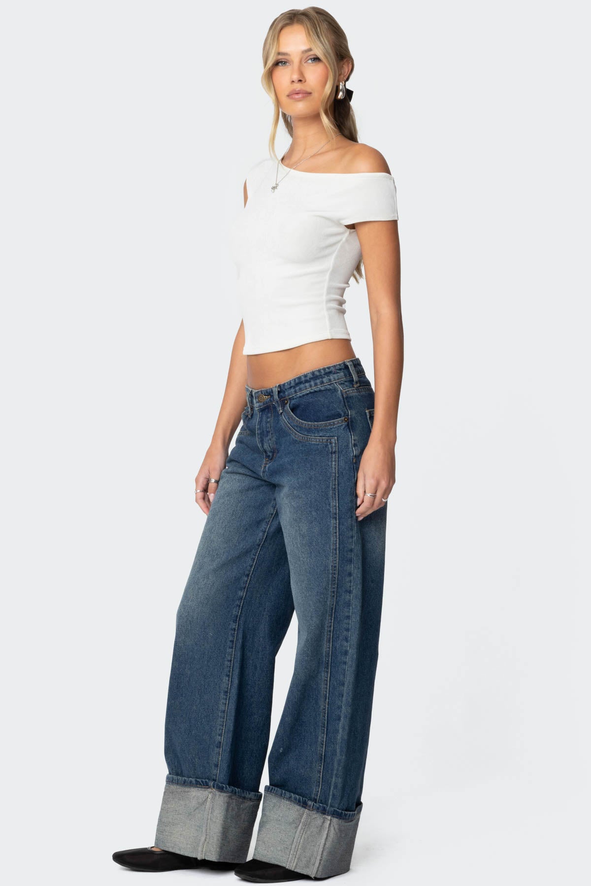 Vesper Cuffed Low Rise Baggy Jeans - Image 2