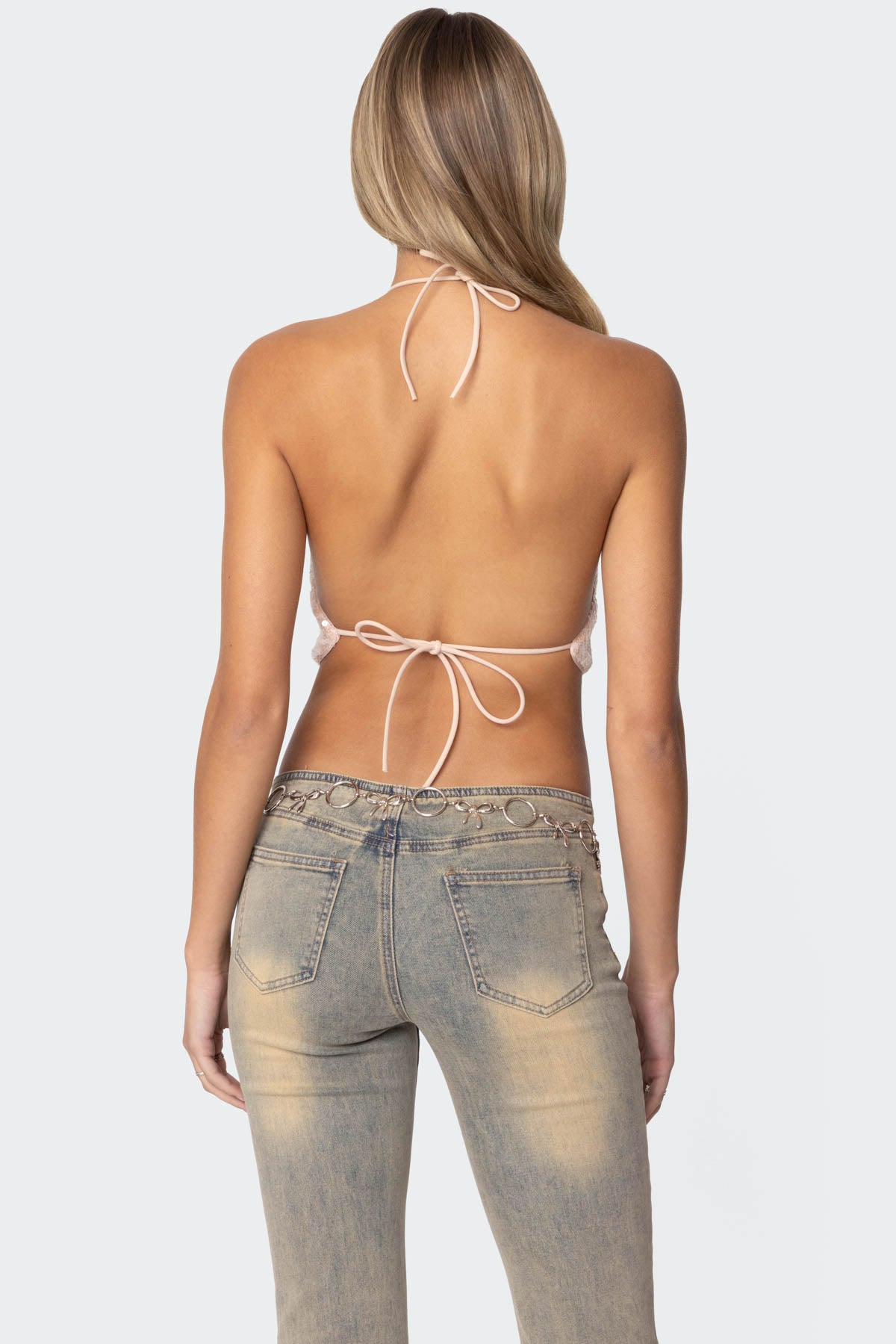 Sequin Open Back Halter Top - Image 5