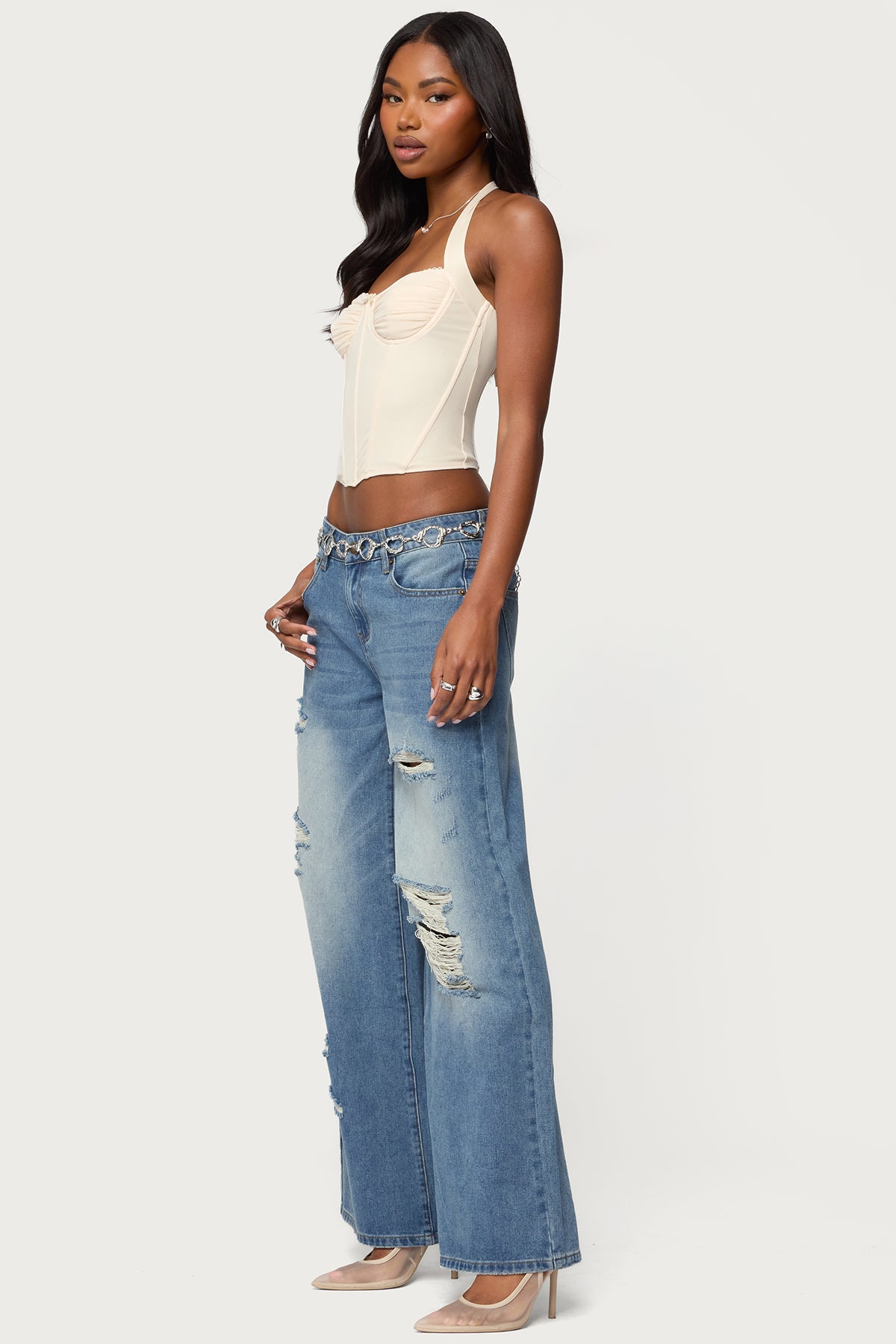 Frye Distressed Low Rise Baggy Jeans - Image 3