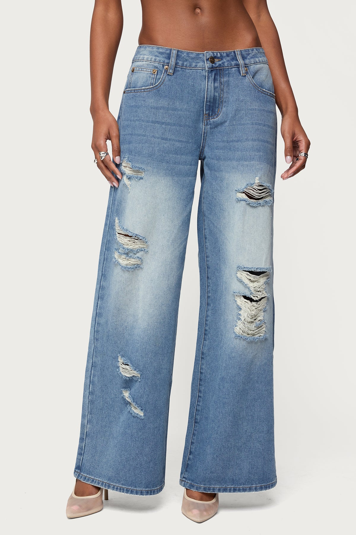 Frye Distressed Low Rise Baggy Jeans - Image 2