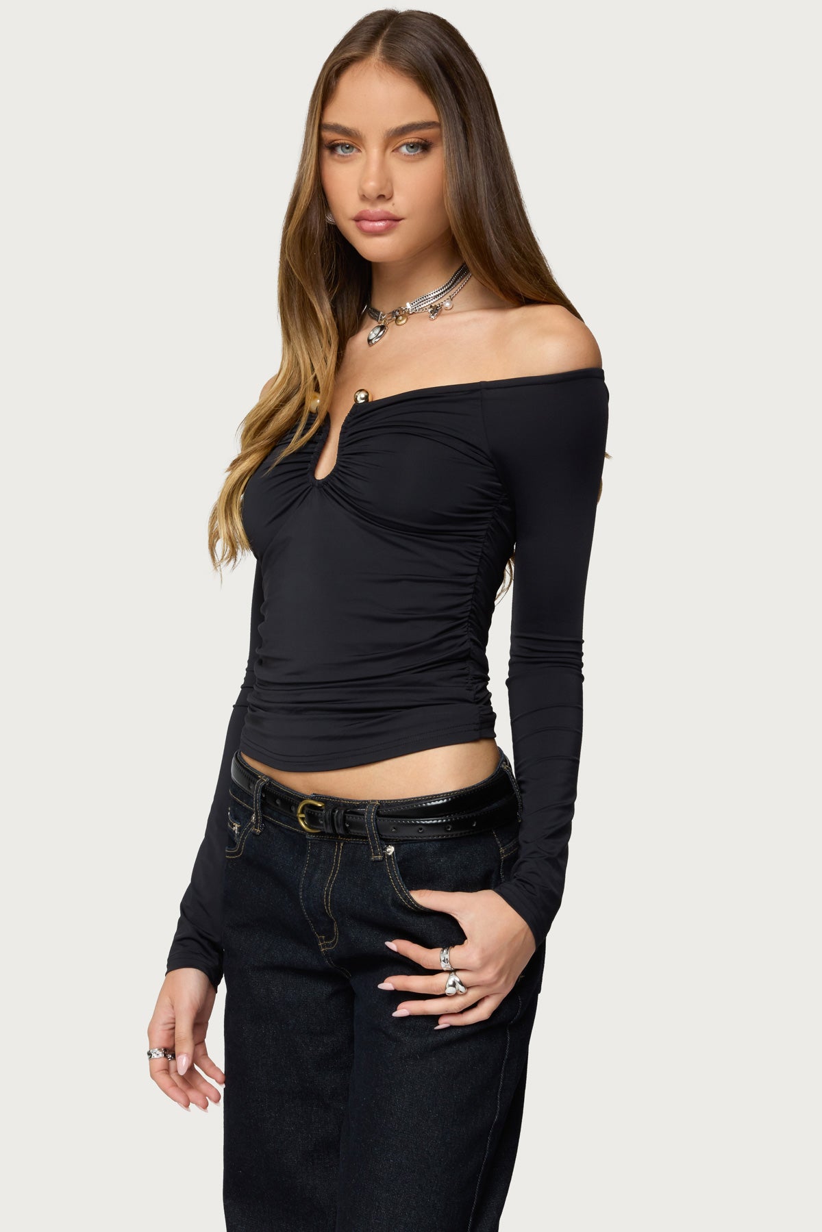 Halle Curved U Off Shoulder Top - Image 3