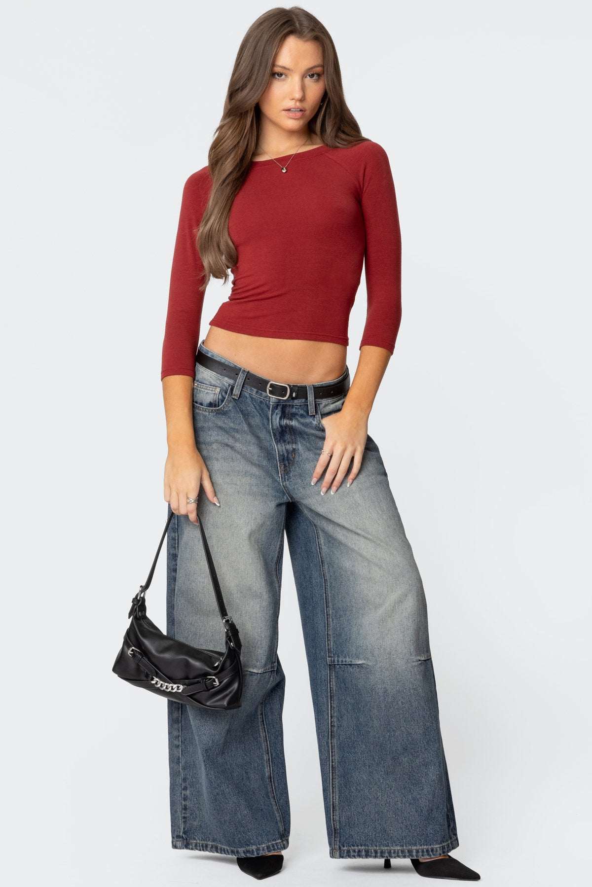 Mary Three-Quarter Sleeve Wide Neck Top - Image 2