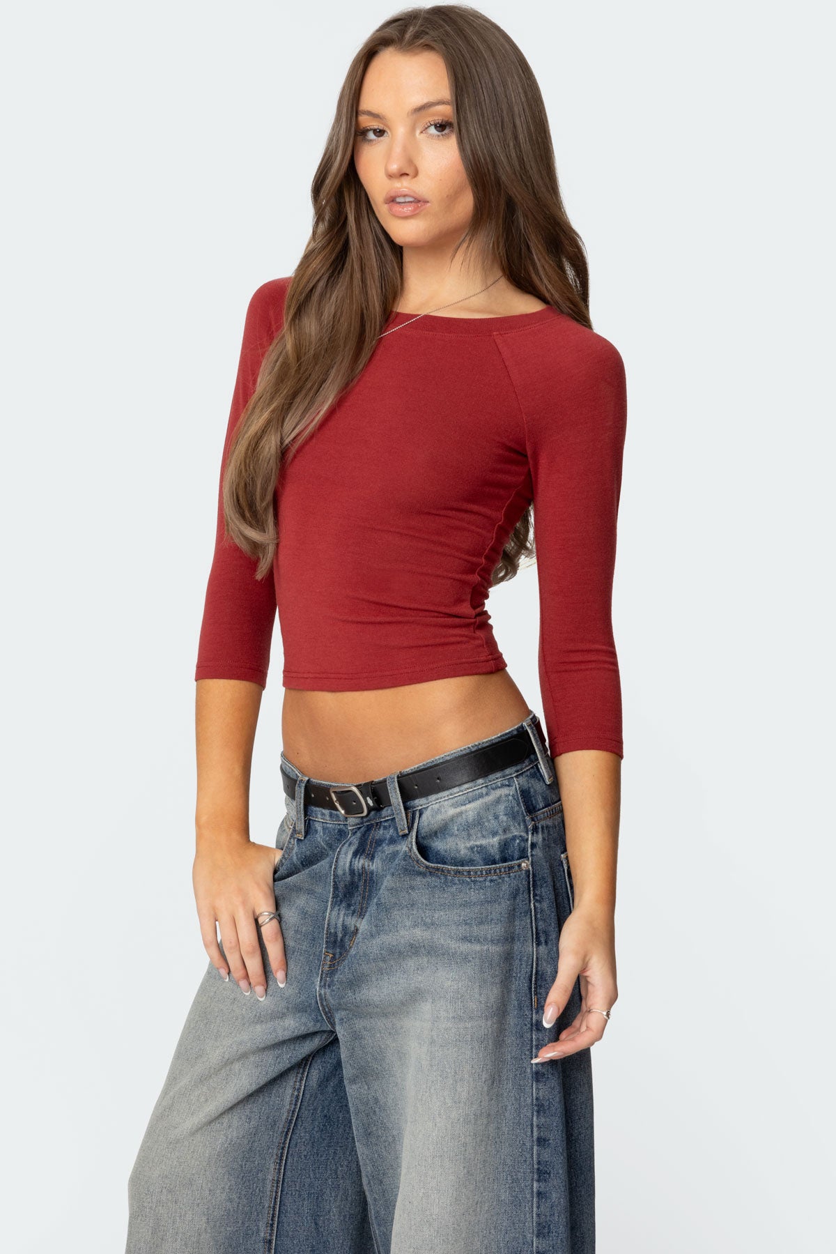 Mary Three-Quarter Sleeve Wide Neck Top - Image 4